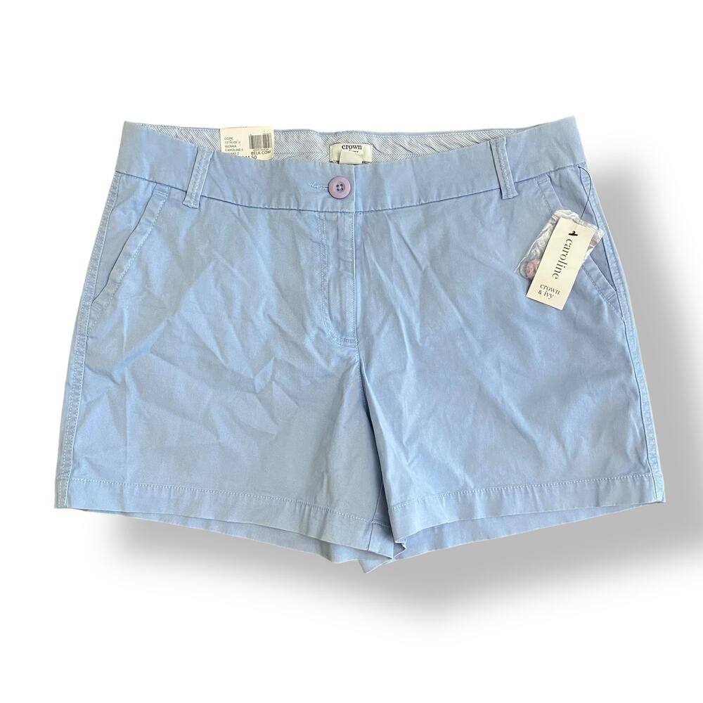Crown‎ & Ivy NWT Caroline Cotton Blend Shorts Womens Size 12P Blue